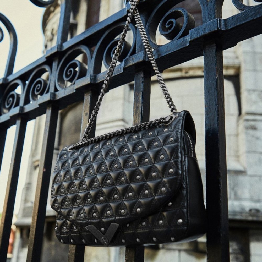Kooples LEATHER BAG WITH SILVER STUDS, STE…